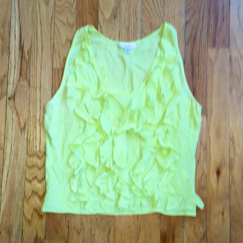 Green Cache Silk Top ruffles Size 8